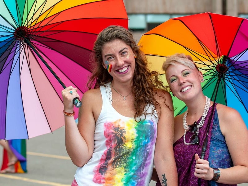 Charlottetown Gay Pride, rainbows, umbrellas, women
