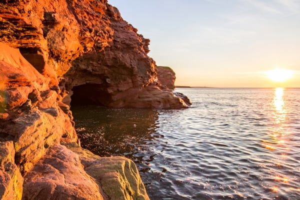 Cape Tryon, sunset, cave
