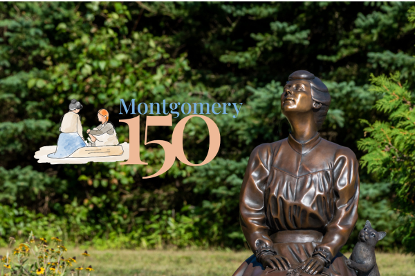 Montgomery 150 logo with image of statue at Montgomery Park, Cavendish