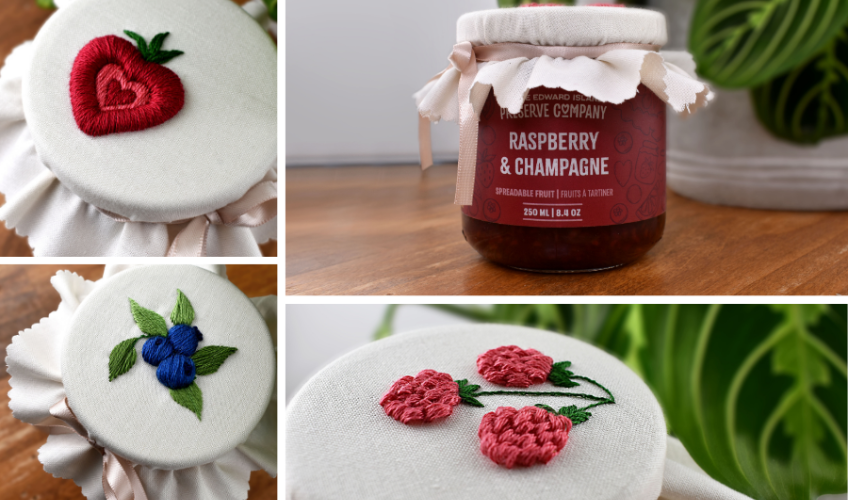 Embroider Jam Jar Covers at The PEI Preserve Co