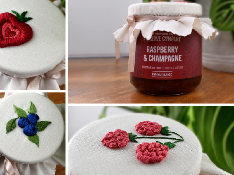 Embroider Jam Jar Covers at The PEI Preserve Co