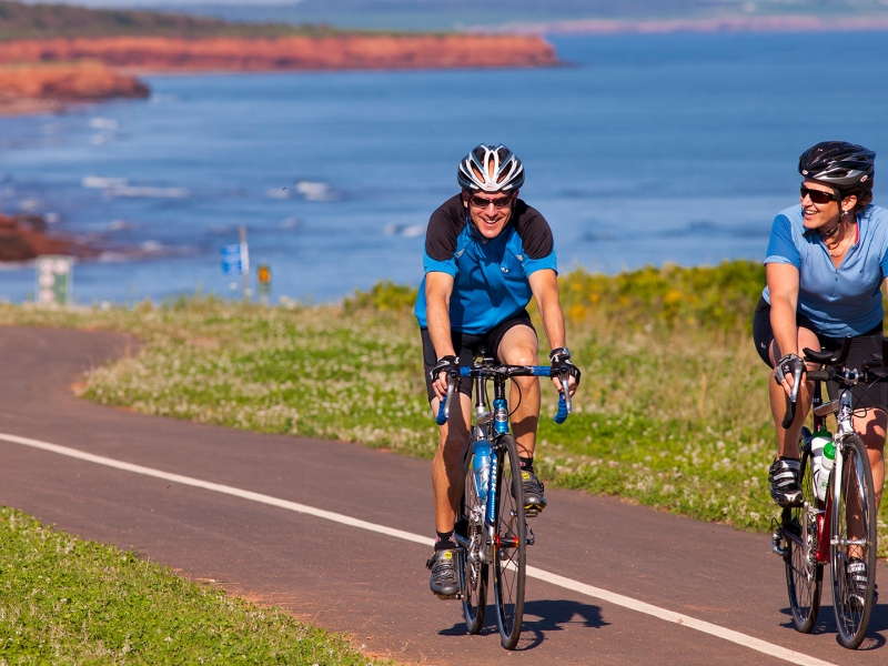 Bikers, bikes, ocean