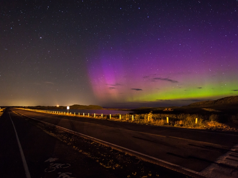 Northern Lights over beach at PEI National Park, Covehead