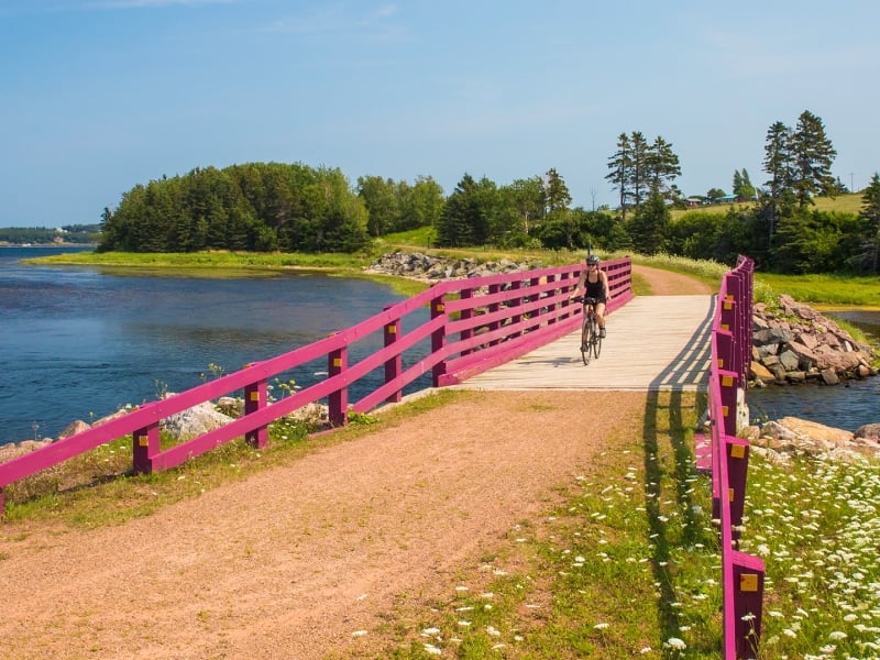 Confederation Trail St Peters, bridge, biker