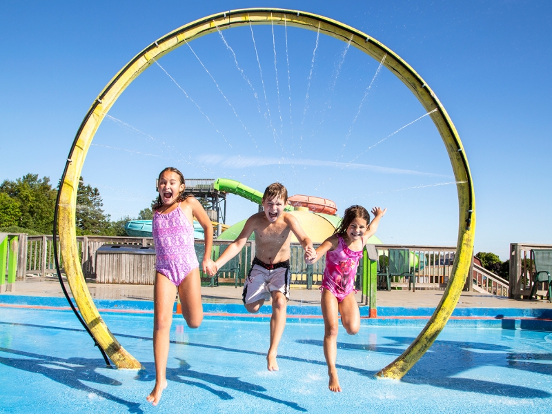 Shining Waters Fun Park, children running, playing