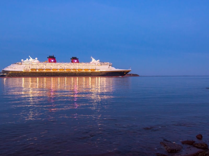 Disney Cruise Ship, night, ship