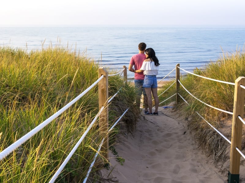 Greenwich PEI-National-Park, Couple on path Greenwich PEI-National-Park, Couple on path