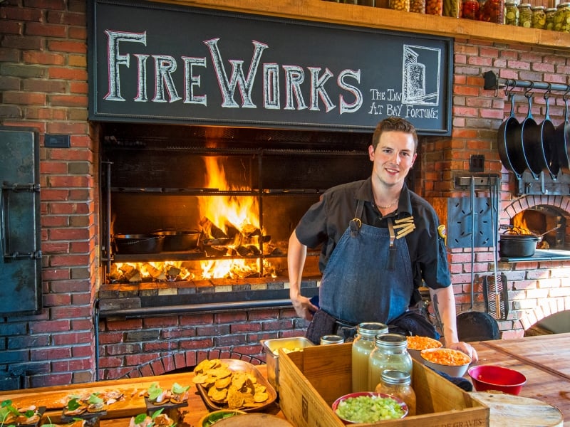 Inn at Bay Fortune, cook, wood oven, Fire Works