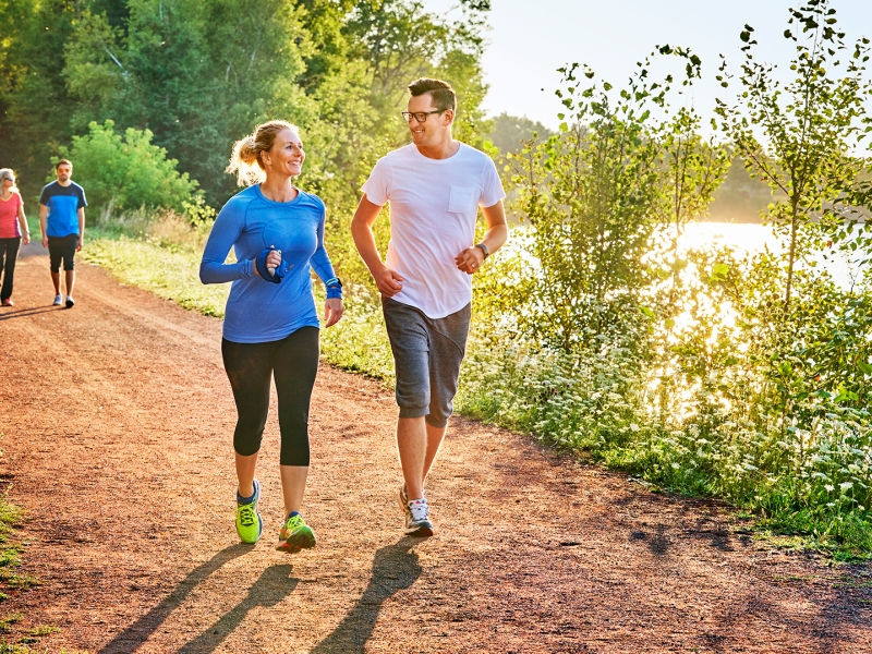 Confederation Trail, Montague, runners, morning sun