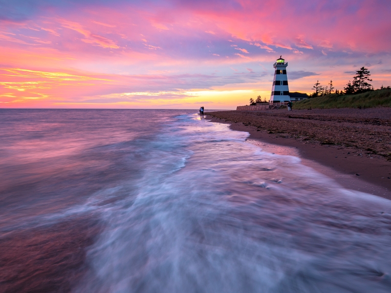 West Point, sunset, ocean, waves, lighthouse, silhouette West Point, sunset, ocean, waves, lighthouse, silhouette