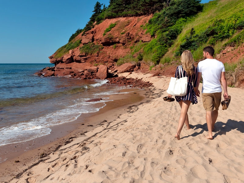 Basin Head, couple, beach, water, cliff