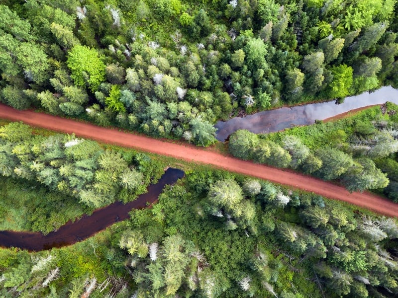 Confederation Trail, Fort Augustus, birds eye view, forest