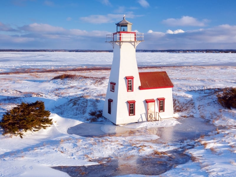 New London, Lighthouse, Winter