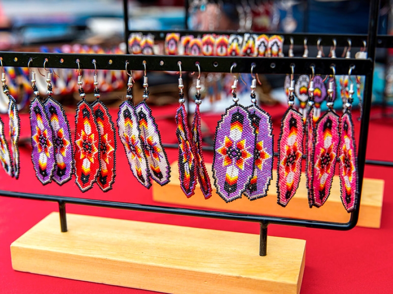 Rack of beaded earrings 