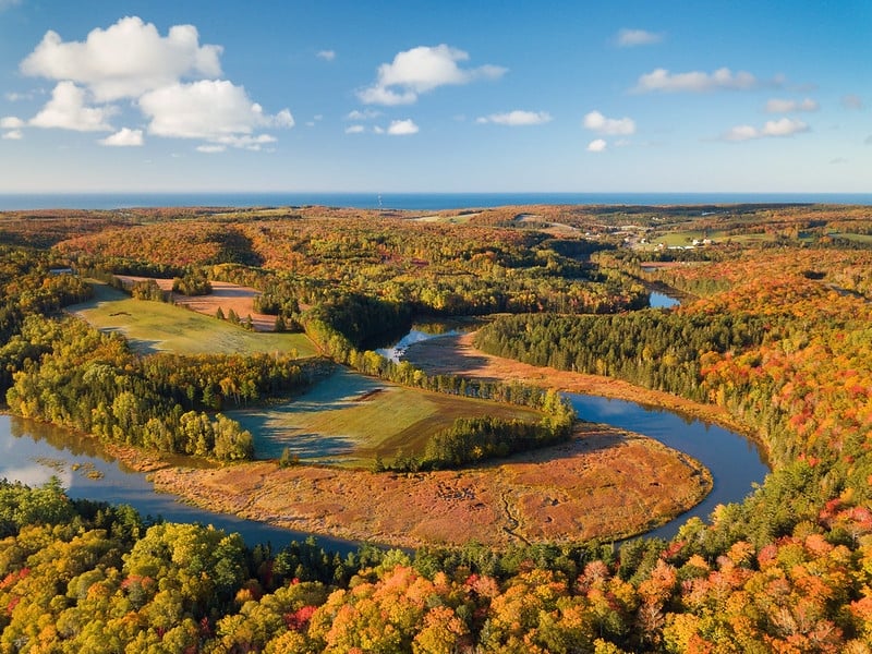 Strathgartney Provincial Park Aerial view of Strathgartney Provincial Park in fall