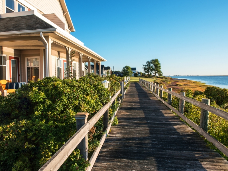 View of boardwalk and waterfront at North Port Inn