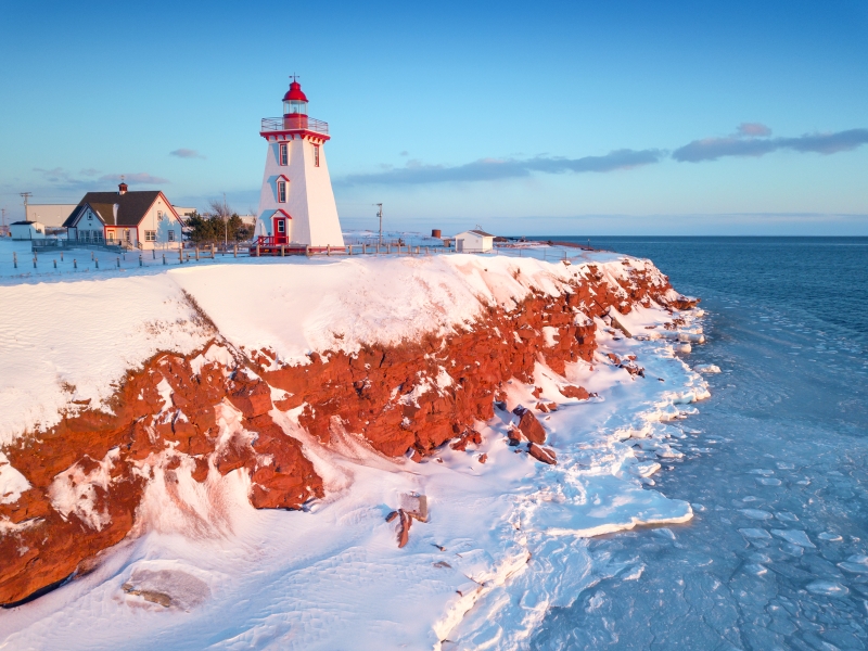 Souris Lighthouse in winter