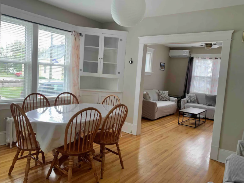 View of dining room and living room of Angel Wings Retreat