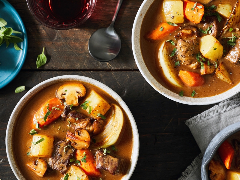 PEI Beef Stew Bowls of beef stew