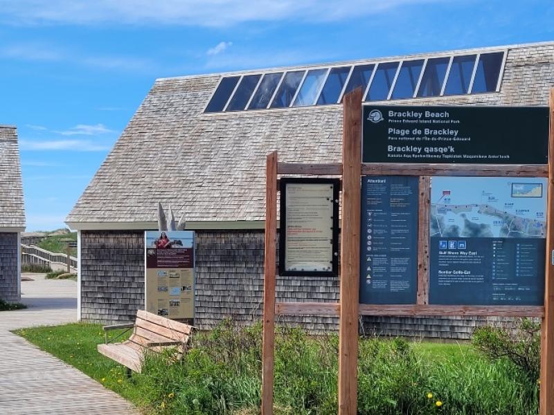 Signage and facilities at Brackley Beach, PEI