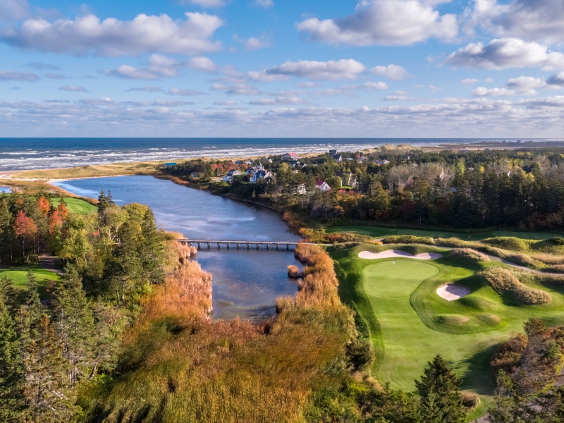 Aerial view of Crowbush Gofl Course from second tee