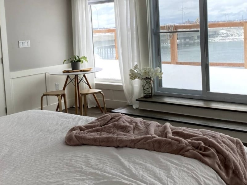 Guest room with view of Colville Bay from the bed