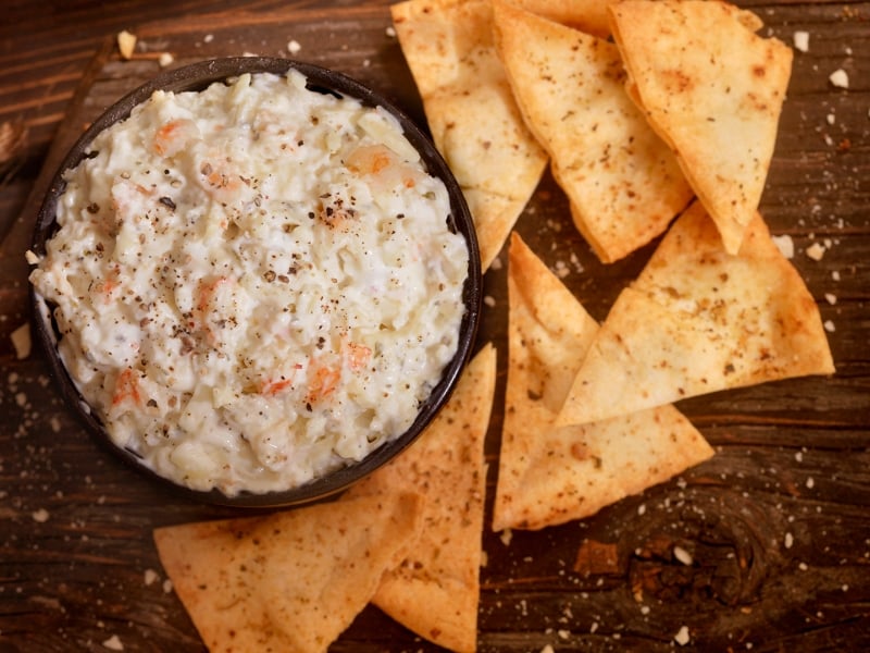 Lobster dip and chips