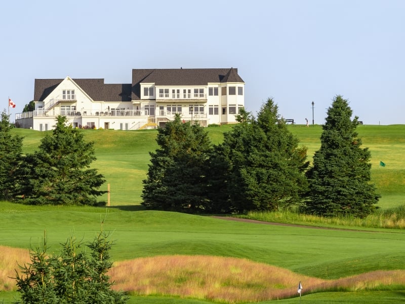 View of clubhouse from golf greens