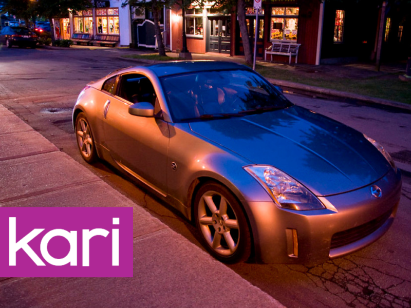 Car parked at Peake's Quay at night