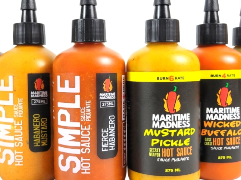 Six bottles of hot sauce from Maritime Madness