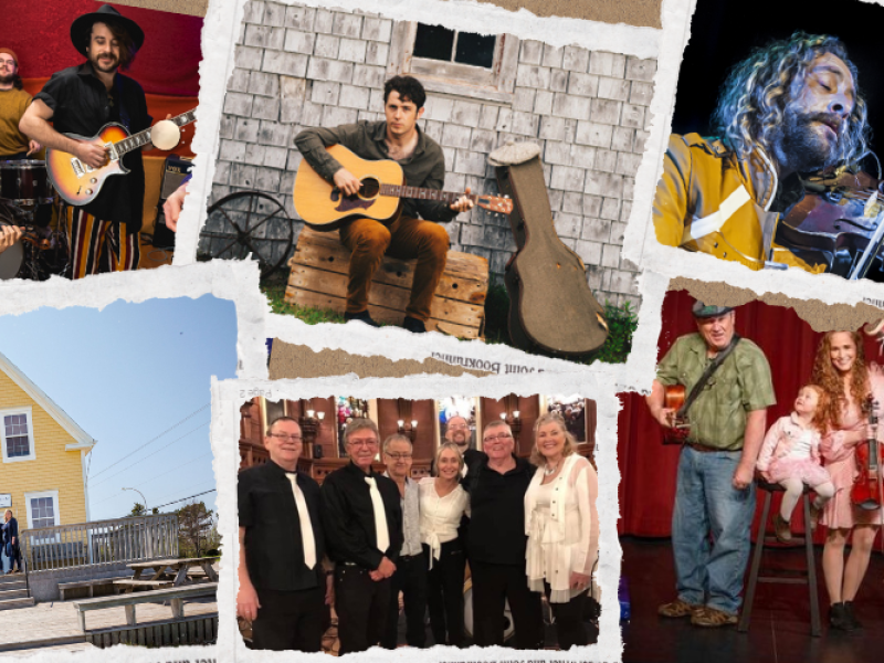 Collage of images of PEI artists who perform at PEI ceilids and kitchen parties