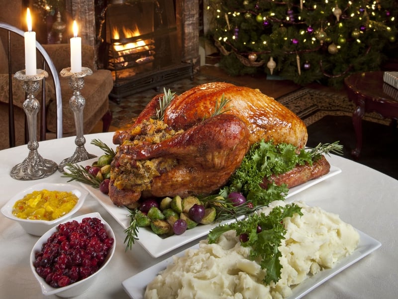 Roast Turkey with Potato Dressing, Christmas