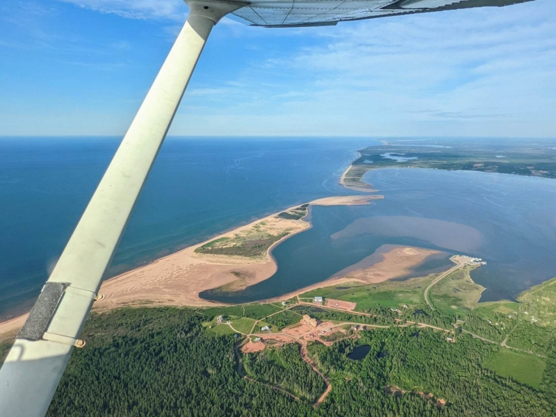 Aerial view from plane overlooking PEI