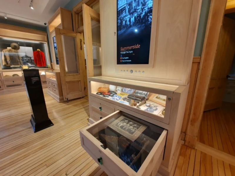 Interior view of exhibits at Summerside Interpretive Centre