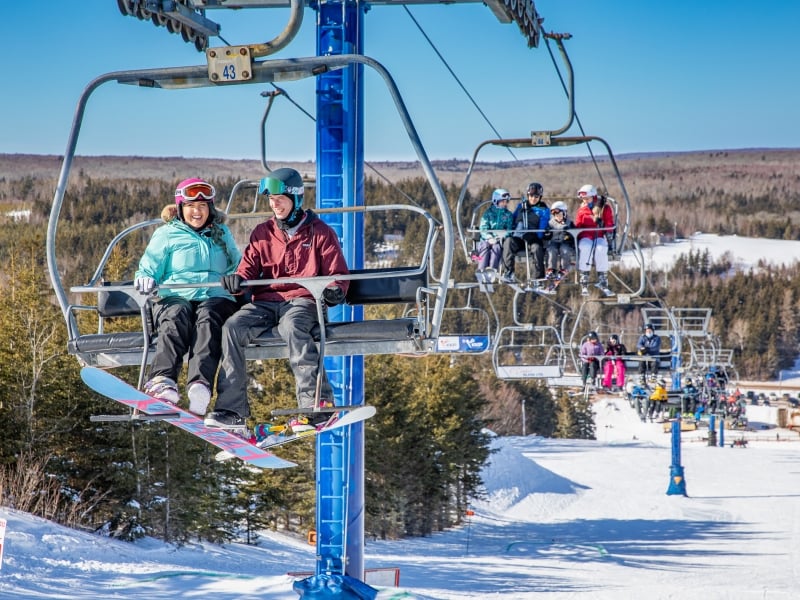 Groups on ski lift at Brookvale Ski Park, PEI