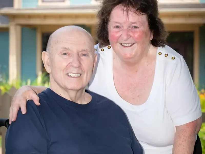 Gary and Judy MacDonald in front of their Barachois Inn, Rustico, PEI