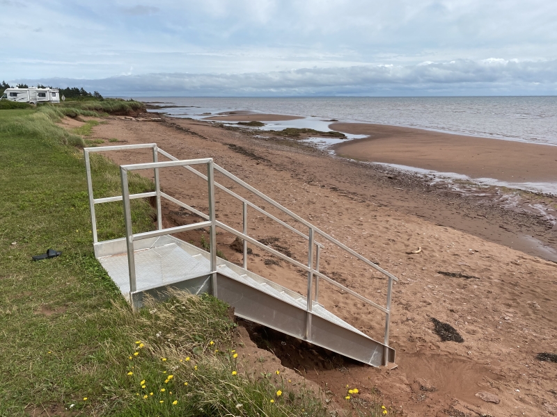 View of stairs to beach at Union Corner Provincial Park