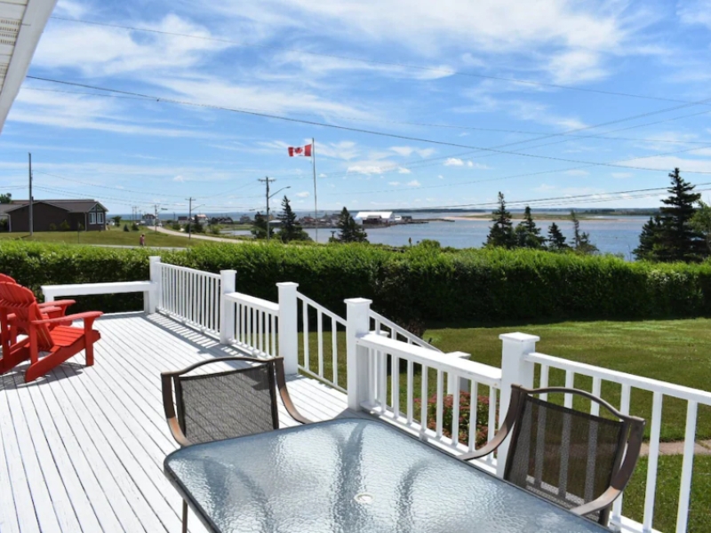 Exterior water view of Rustico Bay from front deck of Whitesails Vacation Home