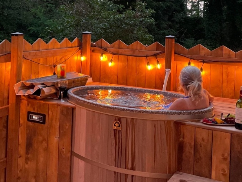 Lady in hot tub