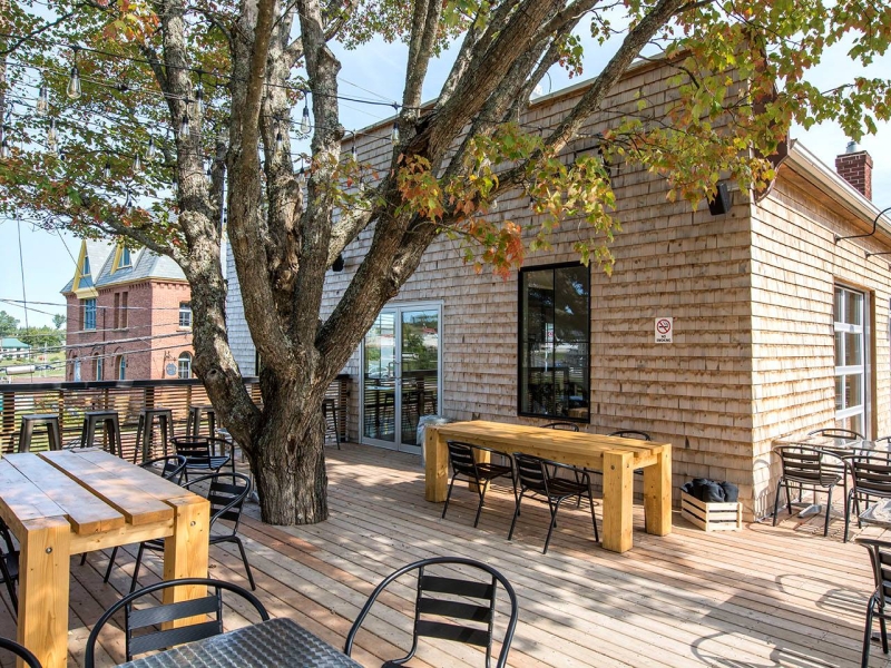 Outside view on the patio of Copper Bottom Brewery in Montague PEI