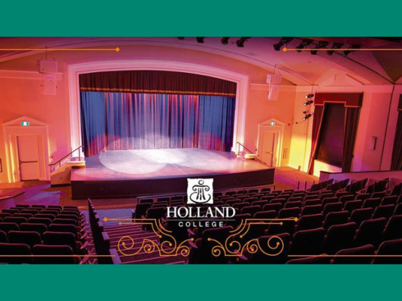 A view of the beautiful lighted stage at florence simmons performance hall