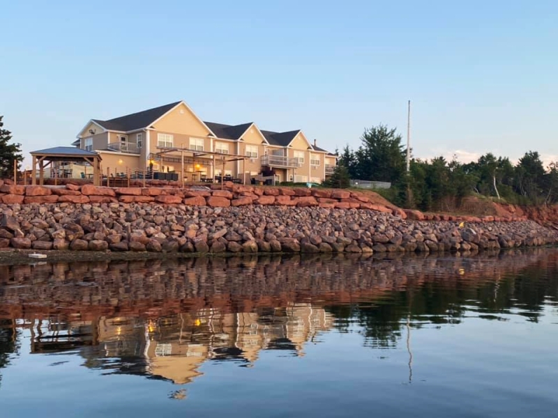 View of the Inn at the Pier from New London Bay
