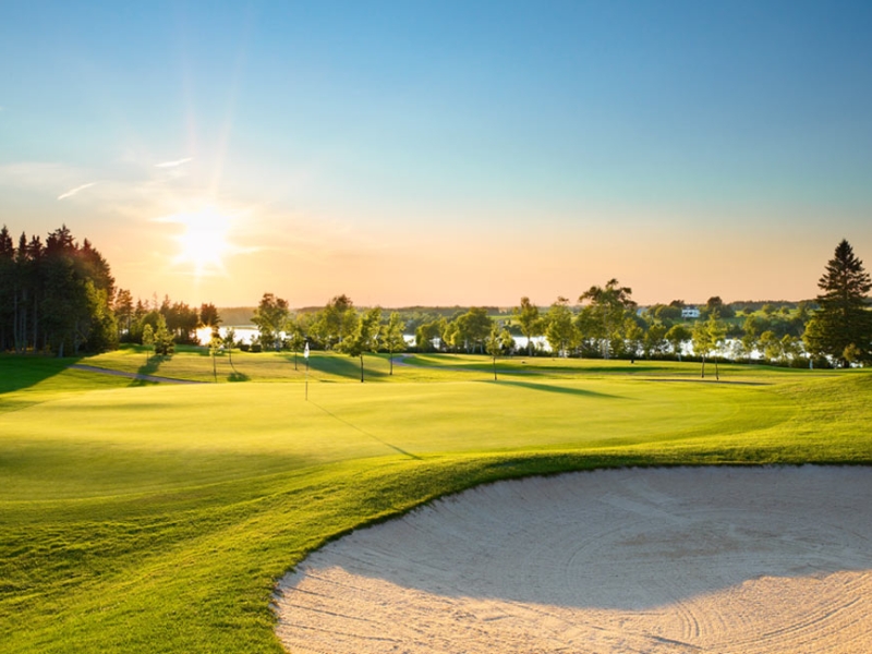 beautiful sunset view of golf course at Mill River