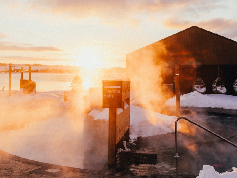 Exterior view of thermal bath with relaxation zone in background