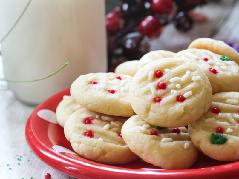 Plate of Shortbread Cookies and glass of milk