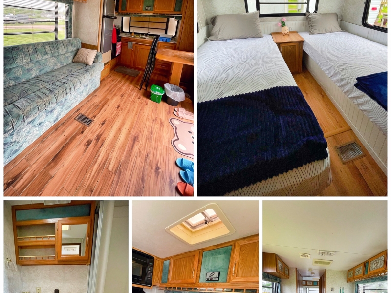 collage of interior pictures of trailer rental