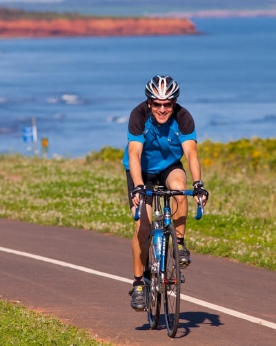 Bikers, bikes, ocean