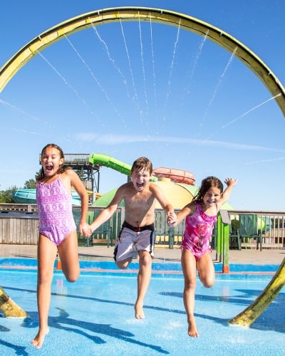 Shining Waters Fun Park, children running, playing