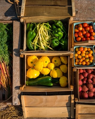 Freshly picked garden vegetables ready for market