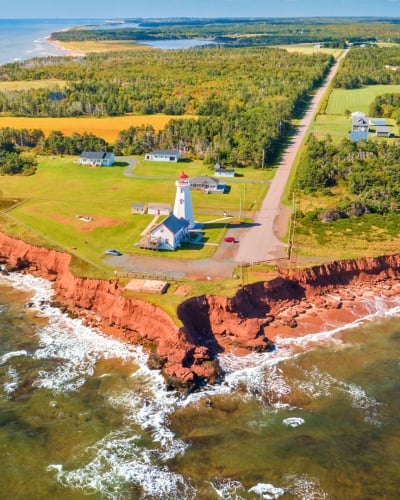 EAST point, ocean, cliffs, forest, lighthouse